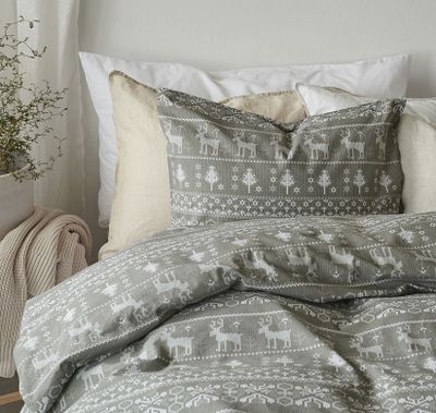 Walle Jul Grön Bäddset Enkeltäcke 150x210 Borganäs of Sweden