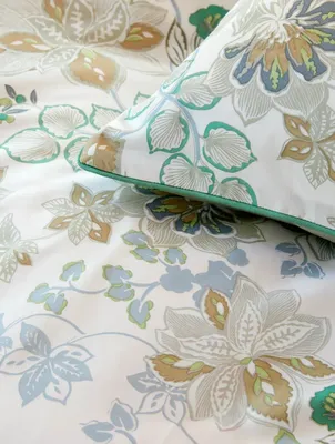 Cassandra Ljusgrön Blommor Satin Bäddset Enkeltäcke 150x210 Höie