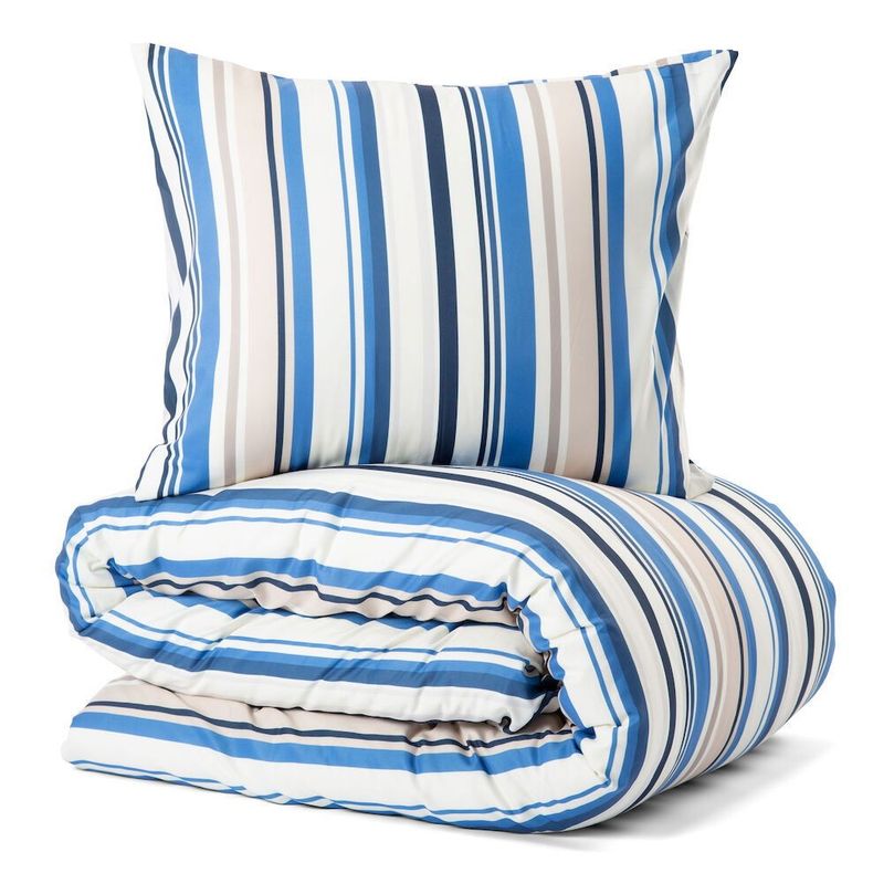 Berga Blå Randigt Mikrofiber Bäddset Enkeltäcke 150x210 Lord Nelson Victory