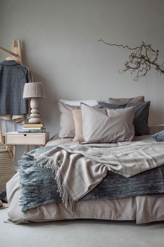 Enfärgat Khaki/Brun Washed Bäddset Enkeltäcke 150x210 Borganäs of Sweden