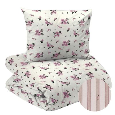 Stina Rosa Blommor Bäckebölja Bäddset Enkeltäcke 150x210 Redlunds