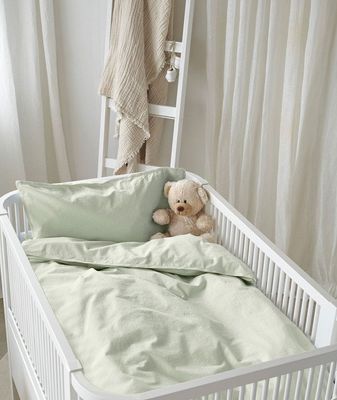 Enfärgat Grön Humble Bäddset Barn Spjälsäng 100x130 Borganäs of Sweden