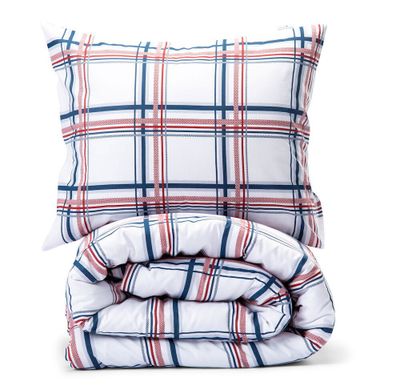 Skalhamn Röd/Blå Rutigt Bäddset Enkeltäcke 150x210 Lord Nelson