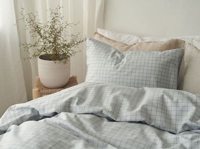 Birger Grön Flanell Rutigt Bäddset Enkeltäcke 150x210 Borganäs of Sweden