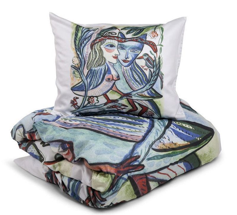 Turturduvor Satin Bäddset Enkeltäcke 150x210 Kosta Linnewäfveri