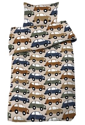 Bilar Retro/Beige Barn Bäddset Enkeltäcke 150x210 Redlunds