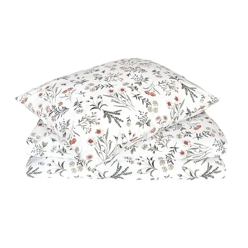 Juliana Orange/Grön Blommigt Bäddset Enkeltäcke 150x210 Classic Textile