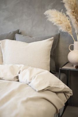 Enfärgat Beige Rolling Bäddset Enkeltäcke 150x210 Borganäs of Sweden