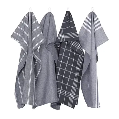 Kökshandduk Mörkgrå/Vit 50x70 4-pack Classic Textile