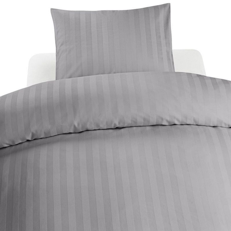 Hotell Satin Ljusgrå Bäddset Enkeltäcke 150x210 Borganäs of Sweden