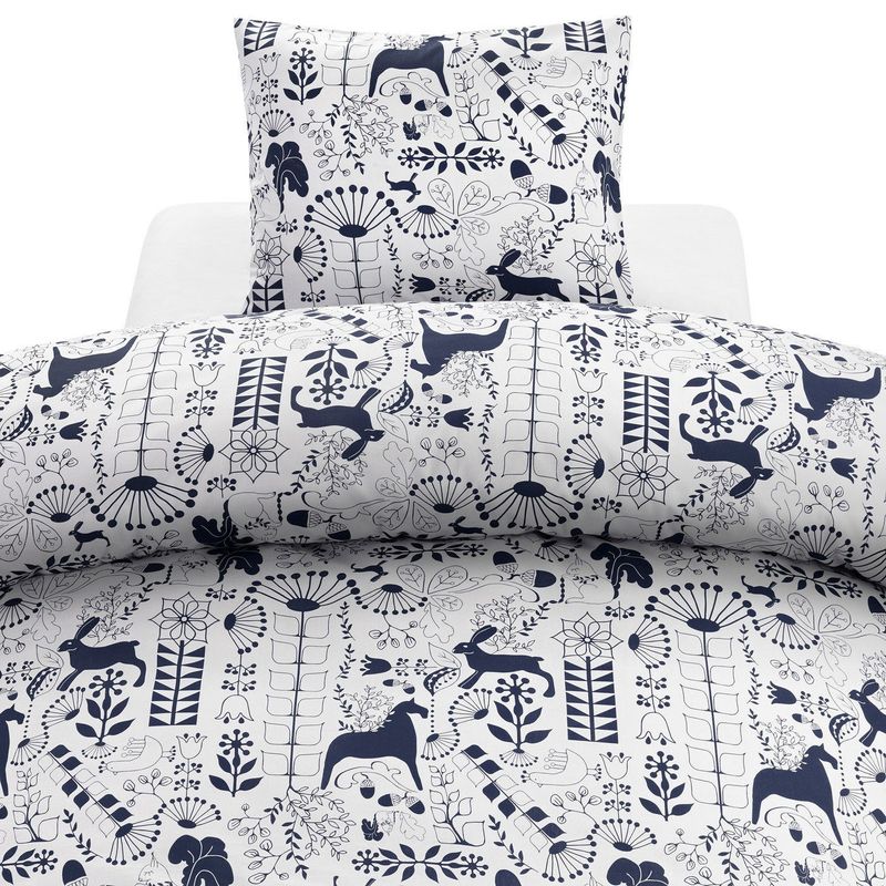 Äppelbo Marinblå Bäddset Enkeltäcke 150x210 Borganäs of Sweden