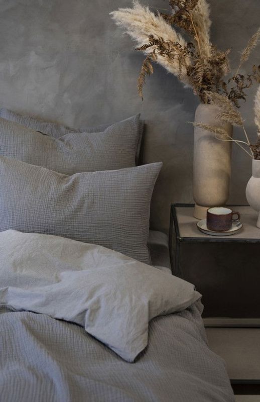 Enfärgat Grå Rolling Bäddset Enkeltäcke 150x210 Borganäs of Sweden