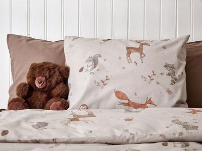 Stampe Beige Söta Djur Barn Bäddset Enkeltäcke 150x210 Redlunds