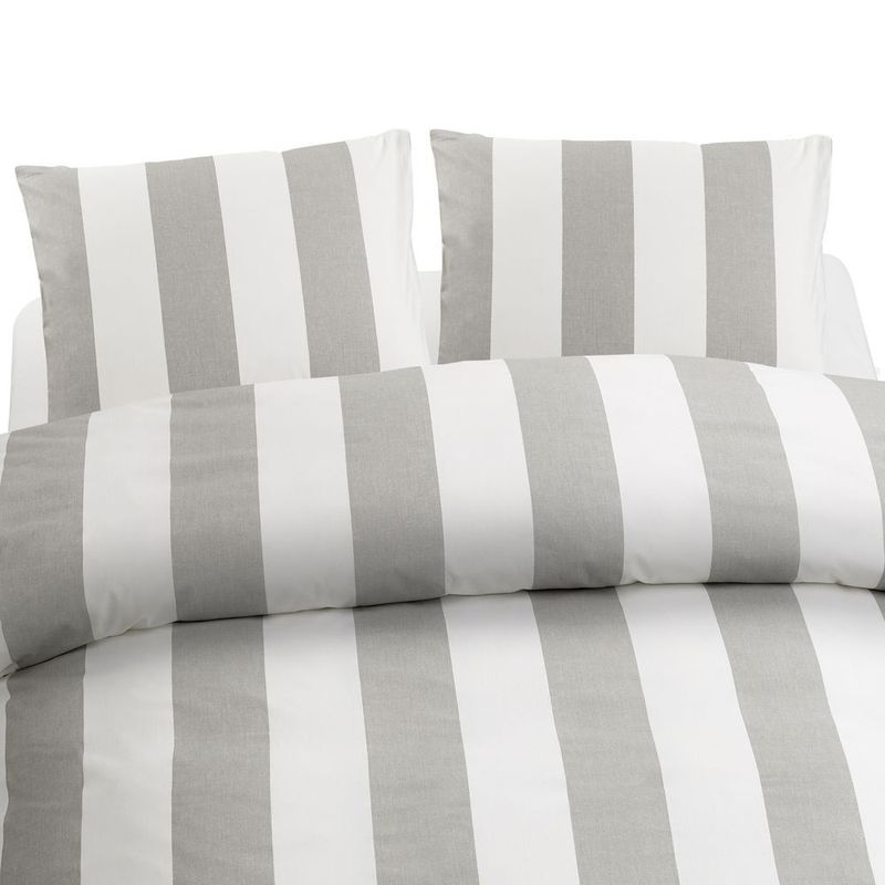 Block Stripe Grå Randigt Bäddset Dubbeltäcke 220x210 Borganäs of Sweden