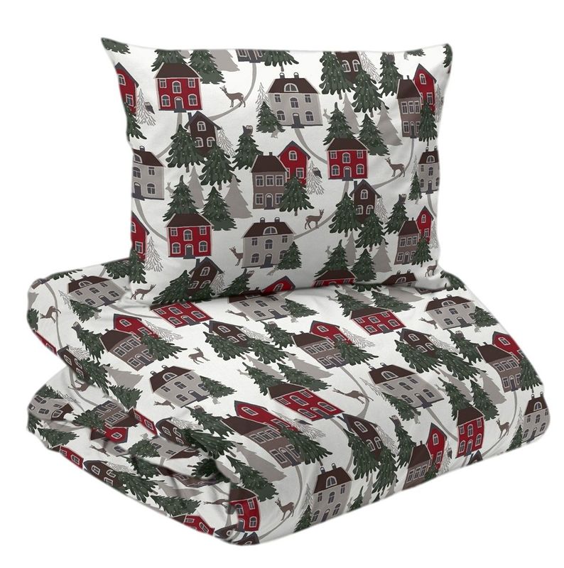 Vimmerby Vit/Röd Bäddset Enkeltäcke 150x210 Redlunds