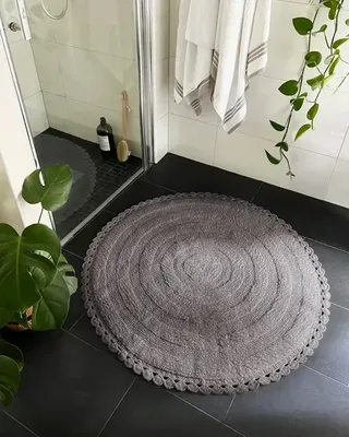 Rimini Grå Rund Badrumsmatta Classic Textile