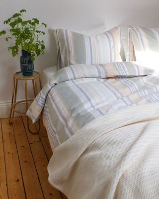 Harry Randigt Grön Bäddset Enkeltäcke 150x210 Classic Textile