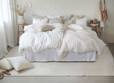 Saga Rost Randigt Bäddset Enkeltäcke 150x210 Borganäs of Sweden