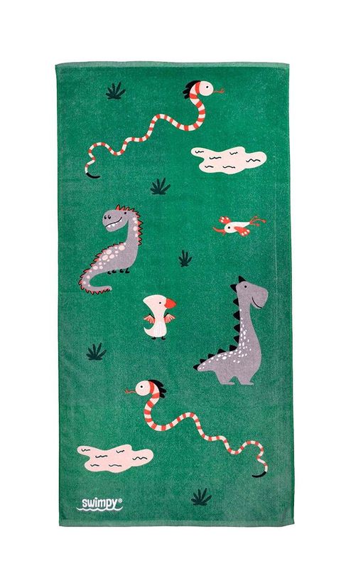 Dino Grön Dinosaurier Barn Badlakan 70x140 Swimpy by Tildas