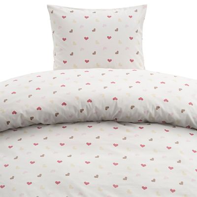 Hjärtrud Beige Bäddset Enkeltäcke 150x210 Borganäs of Sweden