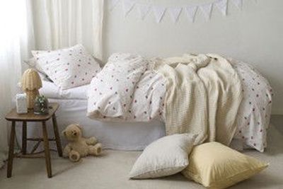 Hjärtrud Beige Bäddset Enkeltäcke 150x210 Borganäs of Sweden