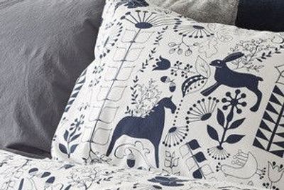 Äppelbo Marinblå Bäddset Enkeltäcke 150x210 Borganäs of Sweden