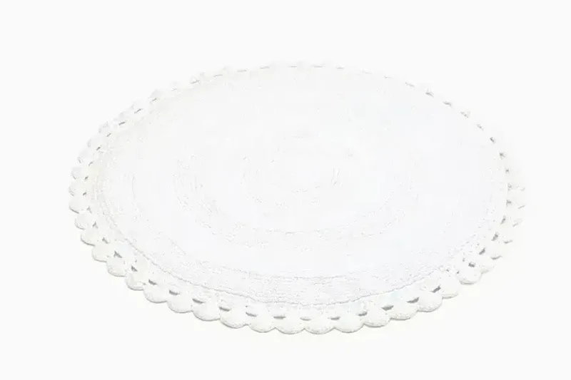 Rimini Vit Rund Badrumsmatta Classic Textile
