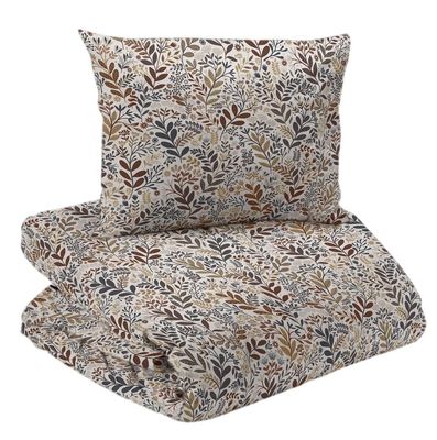 Hage Denim/Rost Blommigt Bäddset Enkeltäcke 150x210 Redlunds