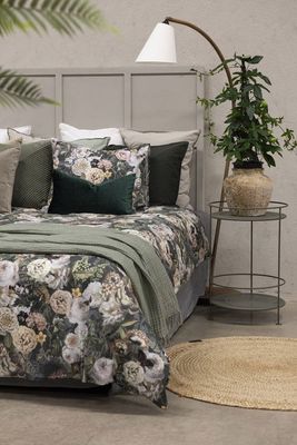 Abigail Grön Blommor Bäddset Enkeltäcke 150x210 Borganäs of Sweden