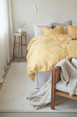 Hedda Gul Småblommigt Bäddset Dubbeltäcke 220x210 Borganäs of Sweden