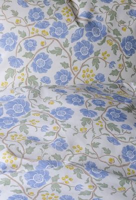 Bella Blå Blommigt Bäddset Enkeltäcke 150x210 Borganäs of Sweden