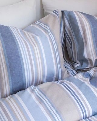 Harry Randigt Blå Bäddset Enkeltäcke 150x210 Classic Textile