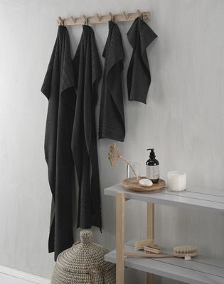 Basic Frotté Svart Badrumshandduk Borganäs of Sweden