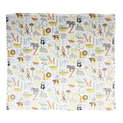 ABC Vit Pläd Söta Djur Barn 130x150 Redlunds