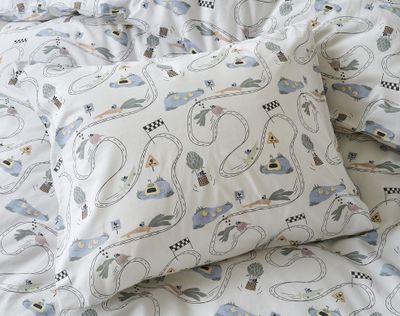 Mini Rally Off-White Barn Bäddset Enkeltäcke 150x210 Borganäs of Sweden