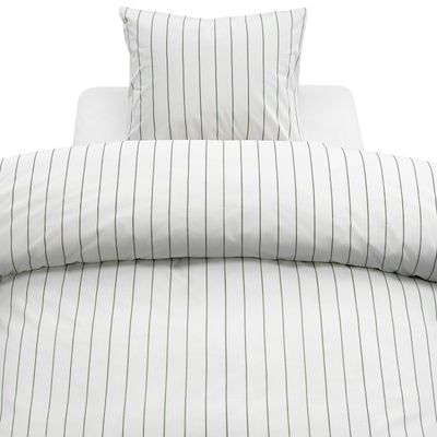 Saga Grön Randigt Bäddset Enkeltäcke 150x210 Borganäs of Sweden