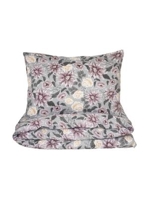 Bollungen Satin Grå Blommor Bäddset Enkeltäcke 150x210 Kosta Linnewäfveri