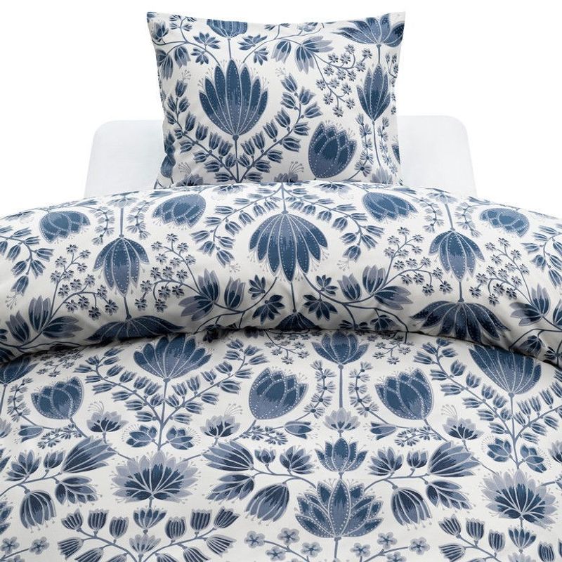 Aster Blå Blommigt Bäddset Enkeltäcke 150x210 Harmony