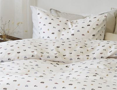 John Beige Bilar Barn Bäddset Enkeltäcke 150x210 Borganäs of Sweden