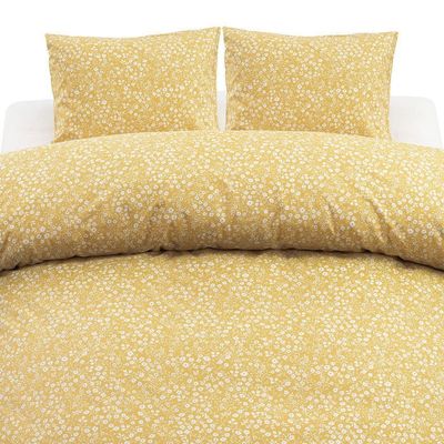 Hedda Gul Småblommigt Bäddset Dubbeltäcke 220x210 Borganäs of Sweden