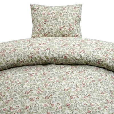 Vera Grön Blommigt Bäddset Enkeltäcke 150x210 Borganäs of Sweden