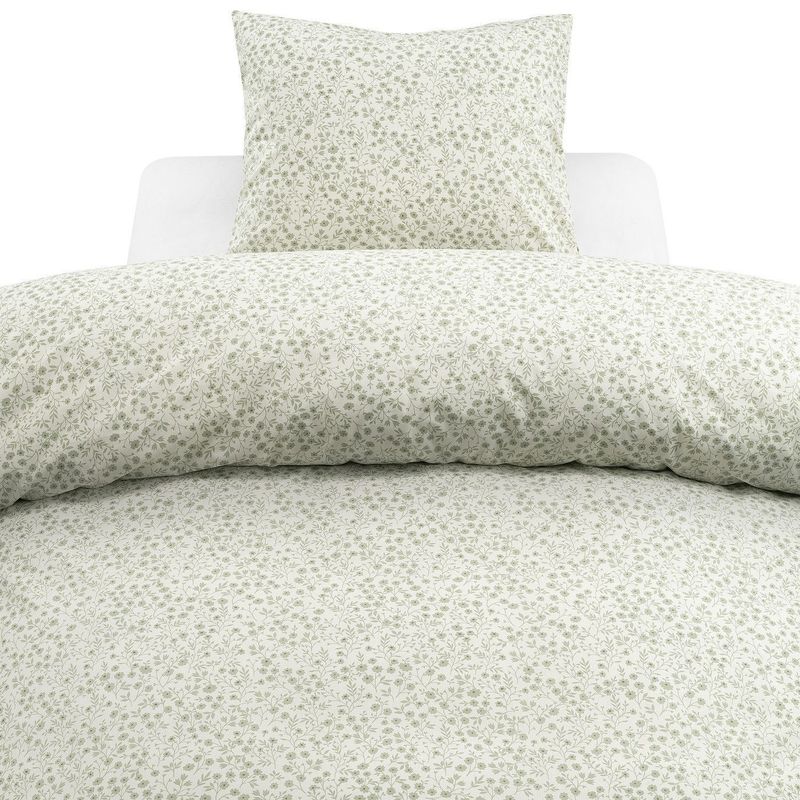 Hedda Grön Småblommigt Bäddset Enkeltäcke 150x210 Borganäs of Sweden