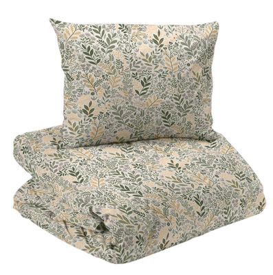 Hage Gul/Grön Blommigt Bäddset Enkeltäcke 150x210 Redlunds