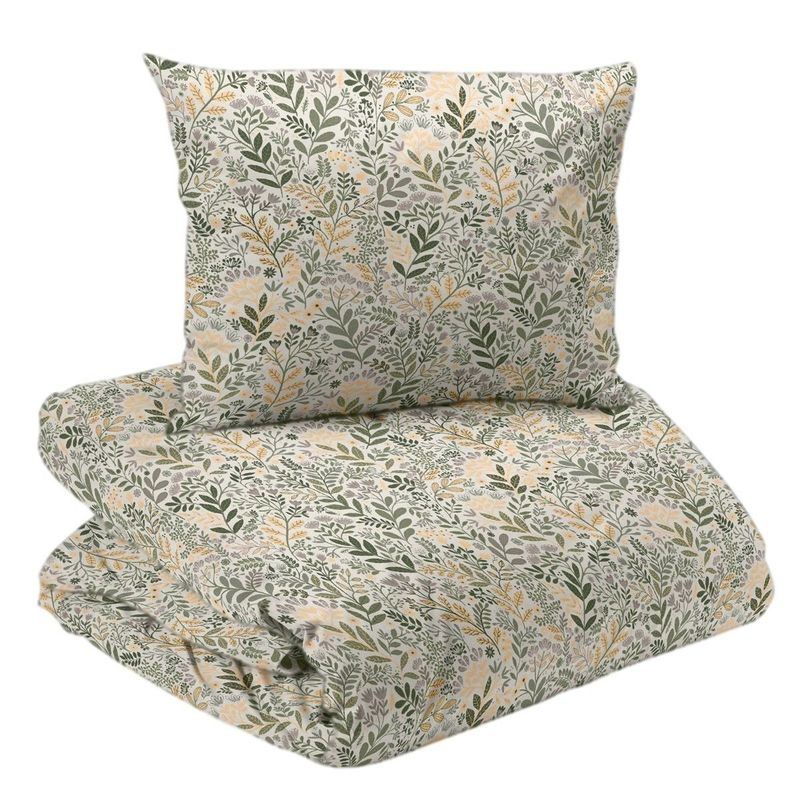 Hage Gul/Grön Blommigt Bäddset Enkeltäcke 150x210 Redlunds