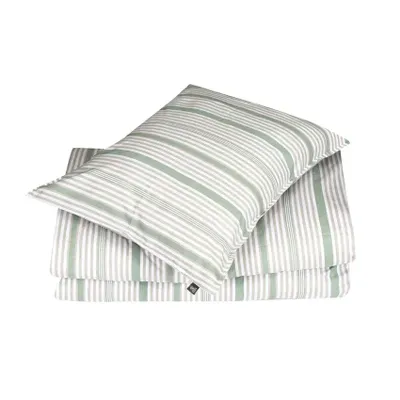 Albin Beige/Grön Randigt Bäddset Enkeltäcke 150x210 Classic Textile