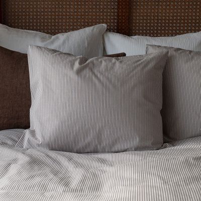 Thelma Brun Randigt Bäddset Enkeltäcke 150x210 Borganäs of Sweden