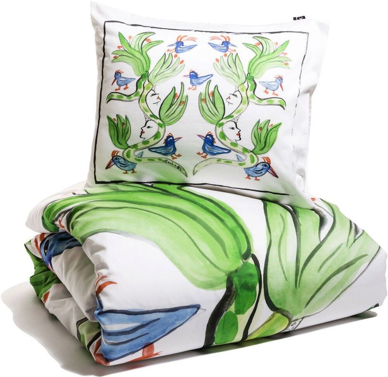 Fågelsång Satin Bäddset Enkeltäcke 150x210 Kosta Linnewäfveri