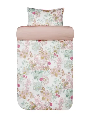 Cassandra Rosa Blommor Satin Bäddset Enkeltäcke 150x210 Höie