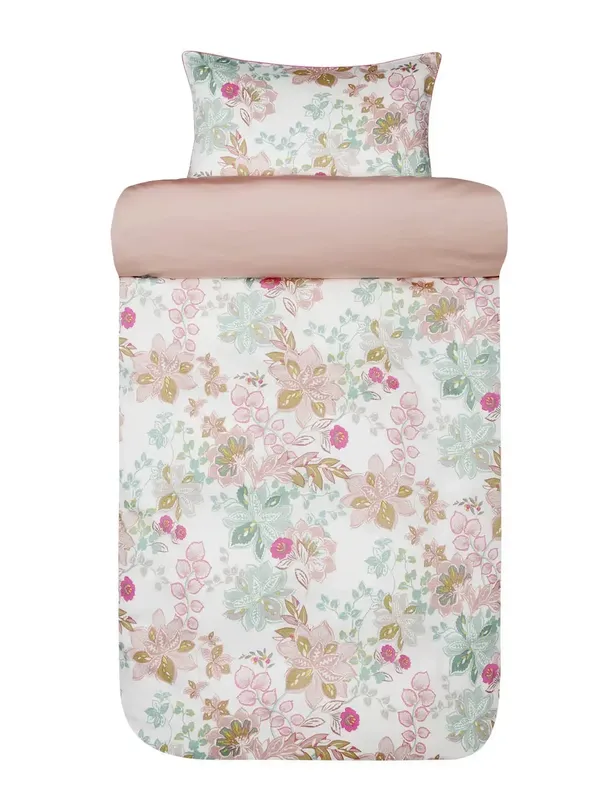 Cassandra Rosa Blommor Satin Bäddset Enkeltäcke 150x210 Höie