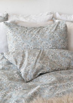 Blackberry Grön Blommigt Bäddset Enkeltäcke 150x210 Borganäs of Sweden